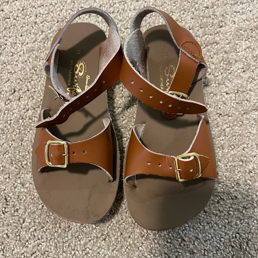 Salt Water Sandals Brown Leather Adjustable Sandals